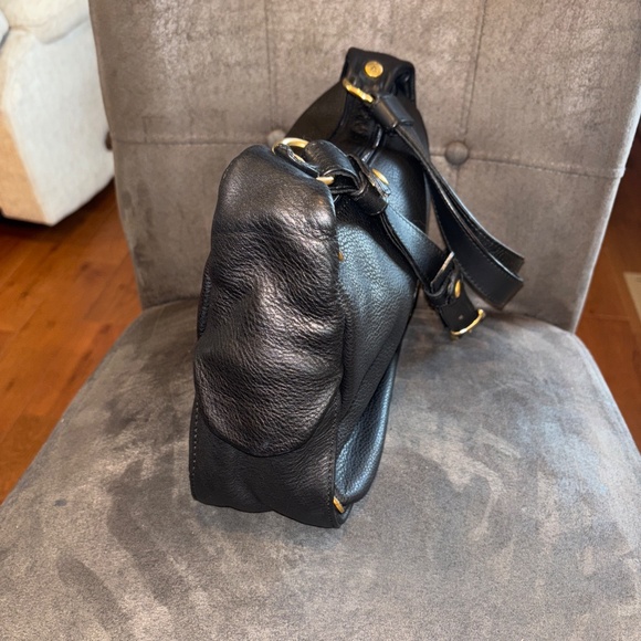 Valentina Black Pebbled Leather Made In Italy Shoulder Handbag - Picture 4 of 10